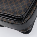 CELINE Macadam Canvas Shoulder Bag PVC Leather Black Gold Auth ep16100-15