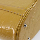 Christian Dior Trotter Canvas Hand Bag Patent leather Beige Silver Auth ep16107-13