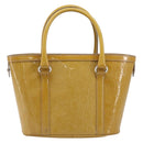 Christian Dior Trotter Canvas Hand Bag Patent leather Beige Silver Auth ep16107-2