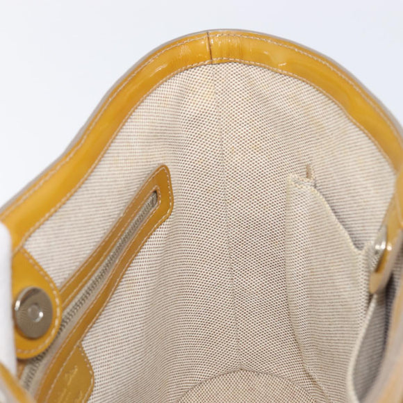 Christian Dior Trotter Canvas Hand Bag Patent leather Beige Silver Auth ep16107