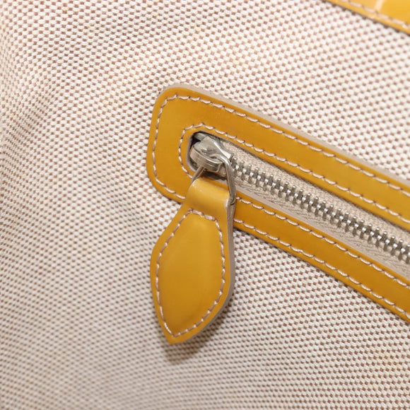 Christian Dior Trotter Canvas Hand Bag Patent leather Beige Silver Auth ep16107