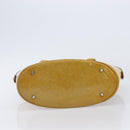 Christian Dior Trotter Canvas Hand Bag Patent leather Beige Silver Auth ep16107-9