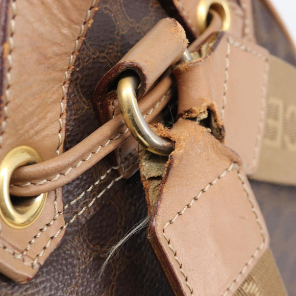 CELINE Macadam Canvas Backpack PVC Leather Brown Gold Auth ep16108