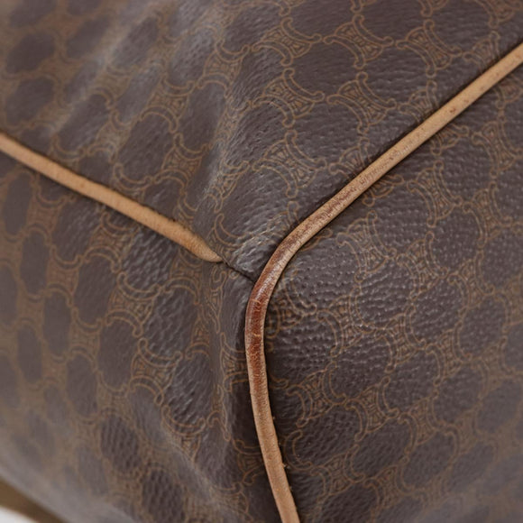 CELINE Macadam Canvas Backpack PVC Leather Brown Gold Auth ep16108