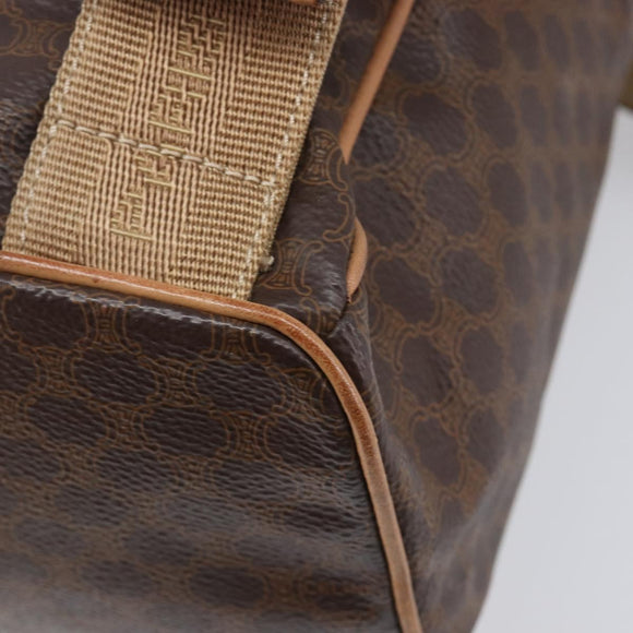 CELINE Macadam Canvas Backpack PVC Leather Brown Gold Auth ep16108