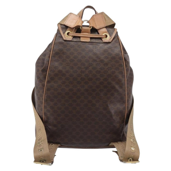 CELINE Macadam Canvas Backpack PVC Leather Brown Gold Auth ep16108