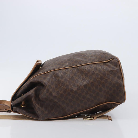 CELINE Macadam Canvas Backpack PVC Leather Brown Gold Auth ep16108
