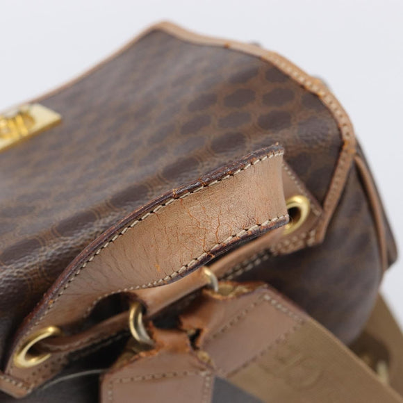 CELINE Macadam Canvas Backpack PVC Leather Brown Gold Auth ep16108