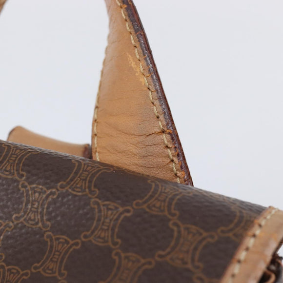 CELINE Macadam Canvas Backpack PVC Leather Brown Gold Auth ep16108