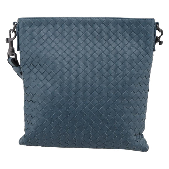 BOTTEGA VENETA INTRECCIATO Shoulder Bag Leather Blue Auth ep16114V