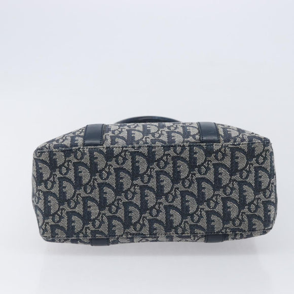 Christian Dior Trotter Canvas Hand Bag Navy Gold Auth ep16121