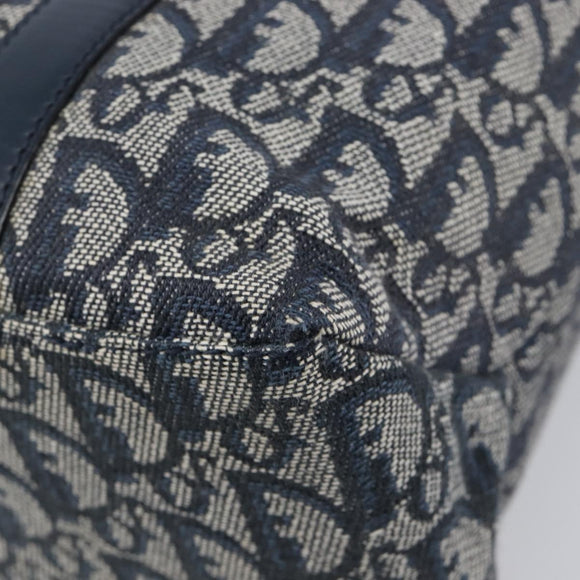 Christian Dior Trotter Canvas Hand Bag Navy Gold Auth ep16121