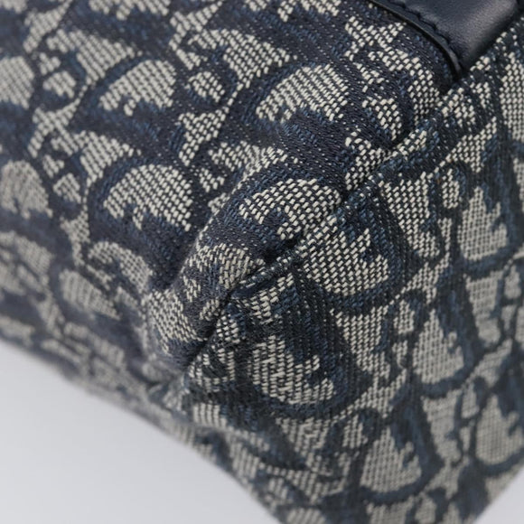 Christian Dior Trotter Canvas Hand Bag Navy Gold Auth ep16121