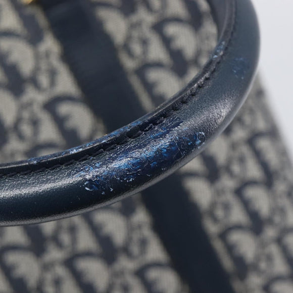 Christian Dior Trotter Canvas Hand Bag Navy Gold Auth ep16121