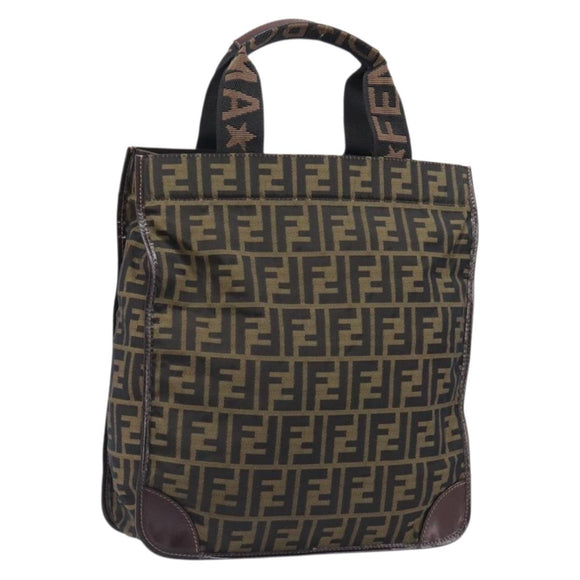 FENDI Zucca Canvas Hand Bag Black Brown Auth ep16123