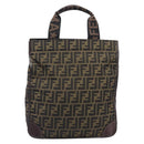 FENDI Zucca Canvas Hand Bag Black Brown Auth ep16123-13