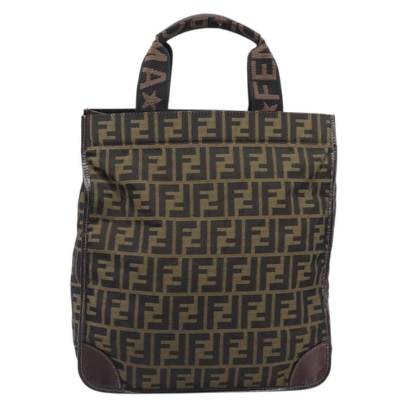 FENDI Zucca Canvas Hand Bag Black Brown Auth ep16123