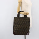 FENDI Zucca Canvas Hand Bag Black Brown Auth ep16123-20