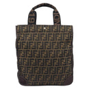 FENDI Zucca Canvas Hand Bag Black Brown Auth ep16123-2