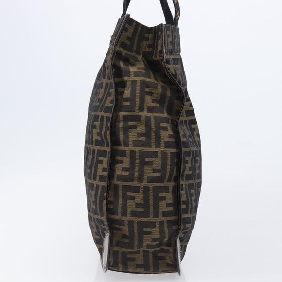 FENDI Zucca Canvas Hand Bag Black Brown Auth ep16123