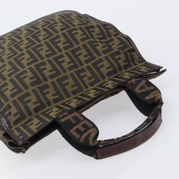 FENDI Zucca Canvas Hand Bag Black Brown Auth ep16123