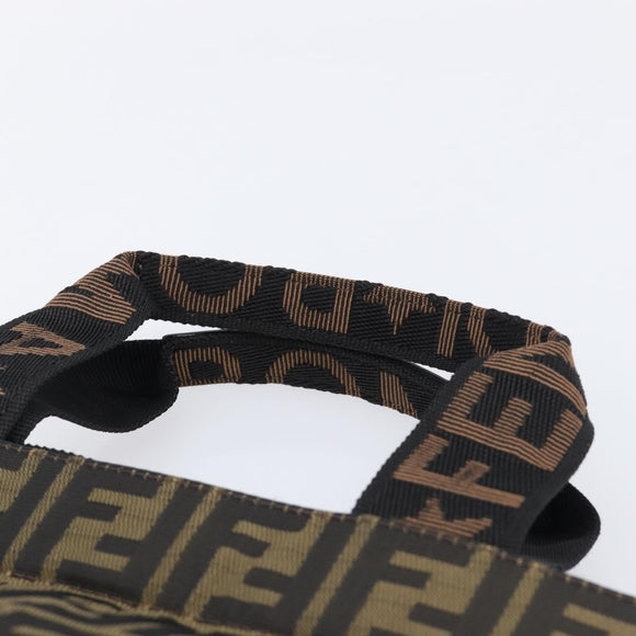 FENDI Zucca Canvas Hand Bag Black Brown Auth ep16123