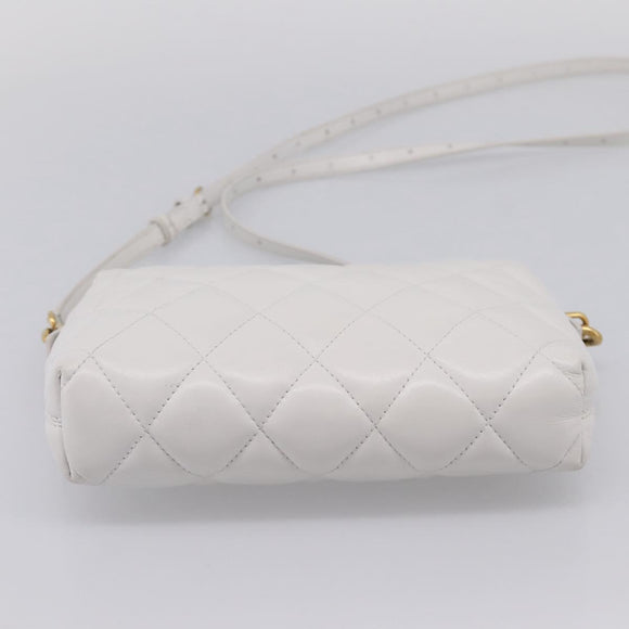BALENCIAGA Camera Bag Shoulder Bag Leather White Gold 600325 Auth ep16124A