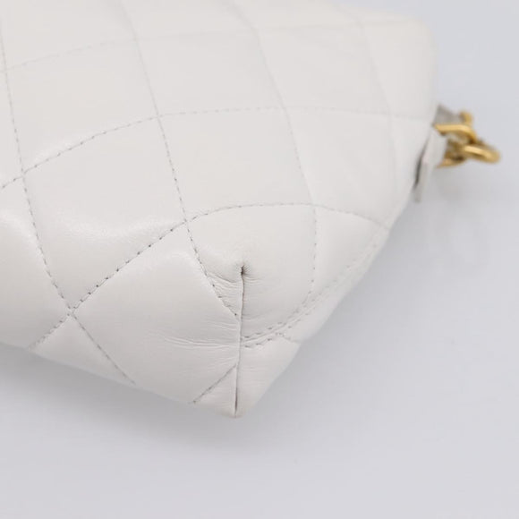 BALENCIAGA Camera Bag Shoulder Bag Leather White Gold 600325 Auth ep16124A