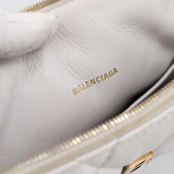 BALENCIAGA Camera Bag Shoulder Bag Leather White Gold 600325 Auth ep16124A