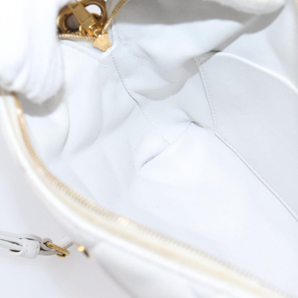 BALENCIAGA Camera Bag Shoulder Bag Leather White Gold 600325 Auth ep16124A