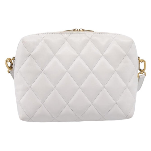 BALENCIAGA Camera Bag Shoulder Bag Leather White Gold 600325 Auth ep16124A