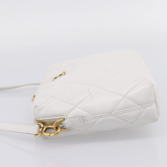 BALENCIAGA Camera Bag Shoulder Bag Leather White Gold 600325 Auth ep16124A