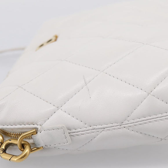 BALENCIAGA Camera Bag Shoulder Bag Leather White Gold 600325 Auth ep16124A