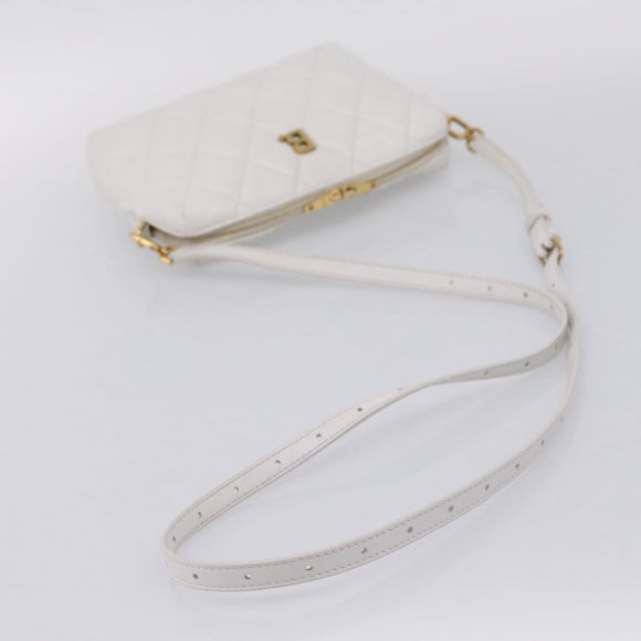 BALENCIAGA Camera Bag Shoulder Bag Leather White Gold 600325 Auth ep16124A