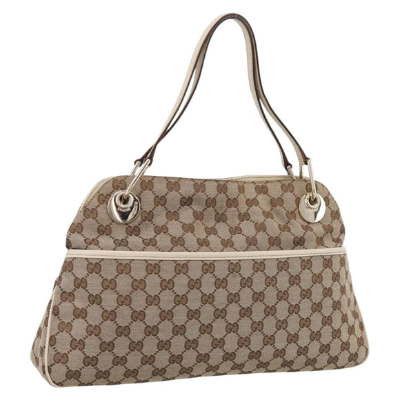 GUCCI GG Canvas Tote Bag Beige Gold 121023 Auth ep16127