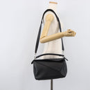 LOEWE Puzzle Bag Hand Bag Leather 2way Black Silver Auth ep16128M-30