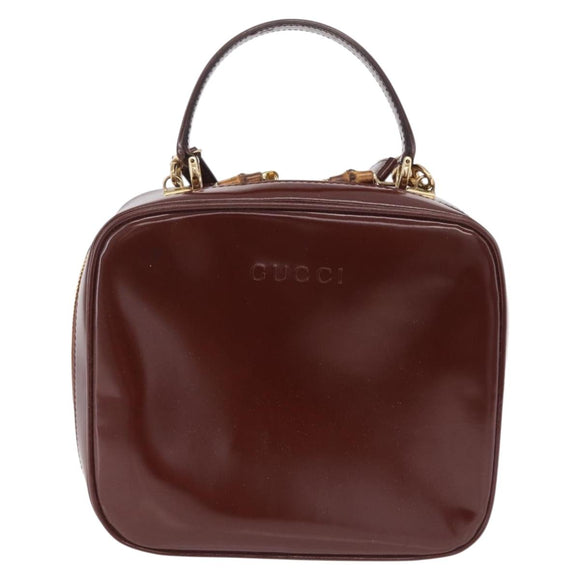 GUCCI Vanity Hand Bag Patent leather 2way Brown Gold 000 270 0323 Auth ep16129