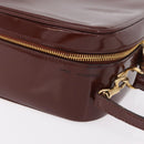 GUCCI Vanity Hand Bag Patent leather 2way Brown Gold 000 270 0323 Auth ep16129-5