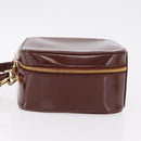GUCCI Vanity Hand Bag Patent leather 2way Brown Gold 000 270 0323 Auth ep16129-6