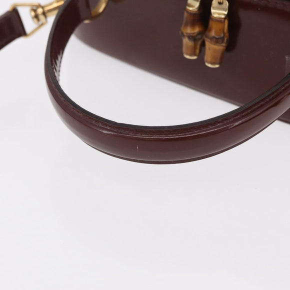 GUCCI Vanity Hand Bag Patent leather 2way Brown Gold 000 270 0323 Auth ep16129