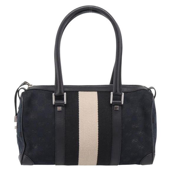 GUCCI GG Canvas Hand Bag Black Silver 000 0851 3754 Auth ep16134