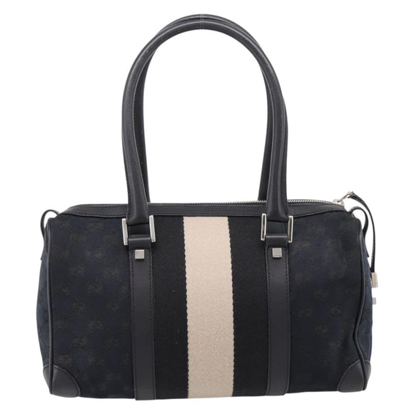 GUCCI GG Canvas Hand Bag Black Silver 000 0851 3754 Auth ep16134