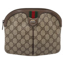 GUCCI GG Supreme Web Sherry Line Bag PVC Beige Gold 904 02 047 Auth ep16142-2