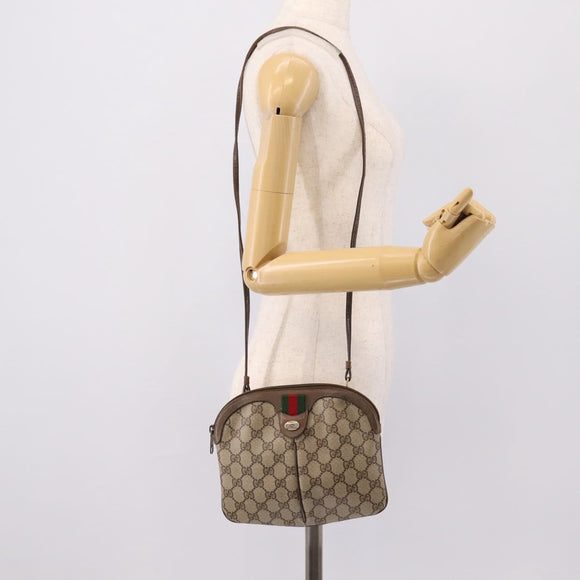 GUCCI GG Supreme Web Sherry Line Bag PVC Beige Gold 904 02 047 Auth ep16142