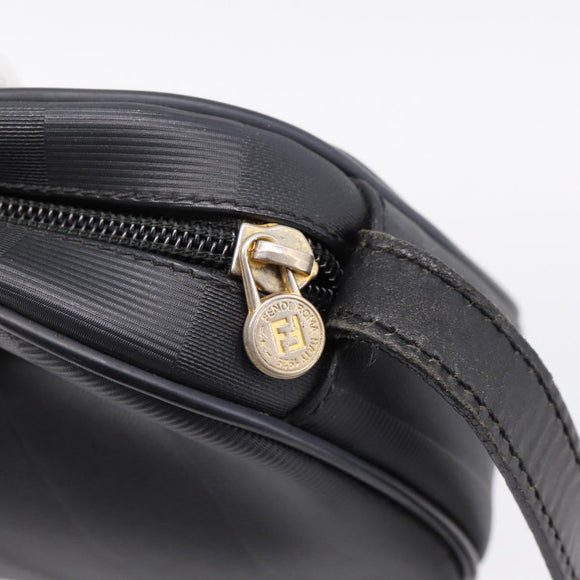 FENDI Pecan Canvas Shoulder Bag PVC Black Gold Auth ep16143