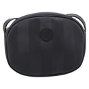 FENDI Pecan Canvas Shoulder Bag PVC Black Gold Auth ep16143-13