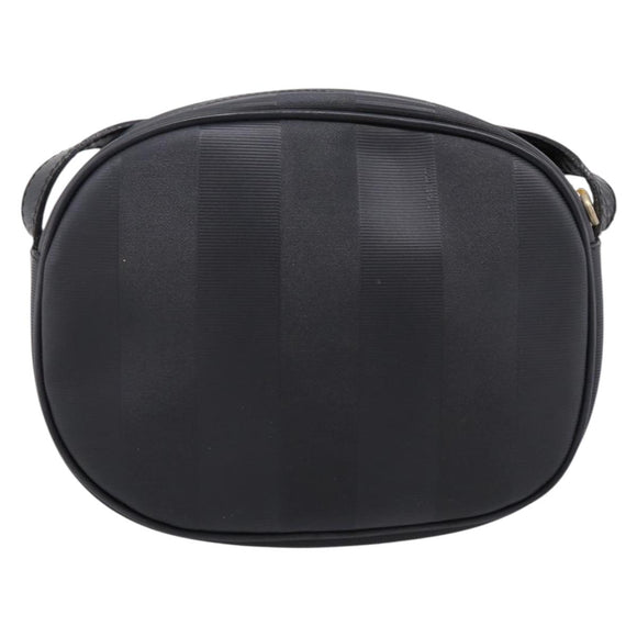 FENDI Pecan Canvas Shoulder Bag PVC Black Gold Auth ep16143