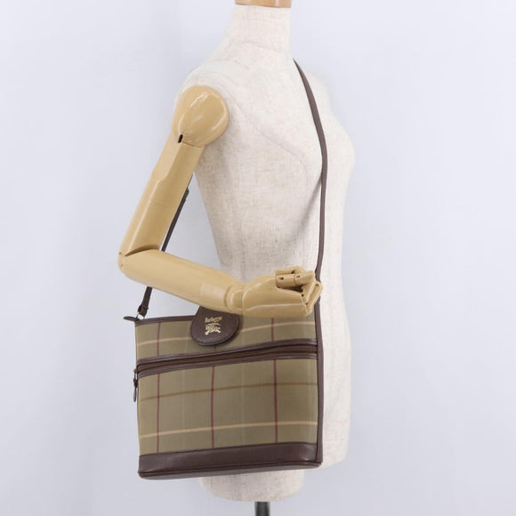 Burberrys Nova Check Shoulder Bag Canvas Beige Gold Auth ep16148