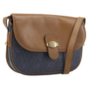 Christian Dior Honeycomb Canvas Shoulder Bag PVC Gold Blue Auth ep16154-1