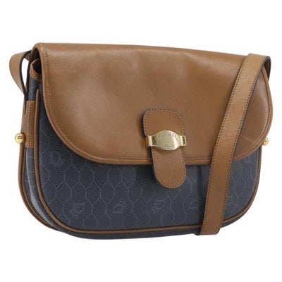 Christian Dior Honeycomb Canvas Shoulder Bag PVC Gold Blue Auth ep16154